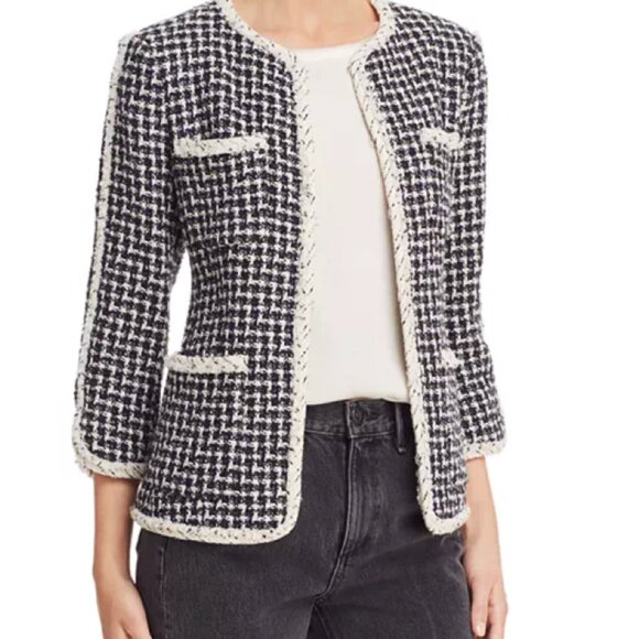 Rebecca Taylor Graphic Black/Ivory Tweed Jacket size 0 - Picture 1 of 7